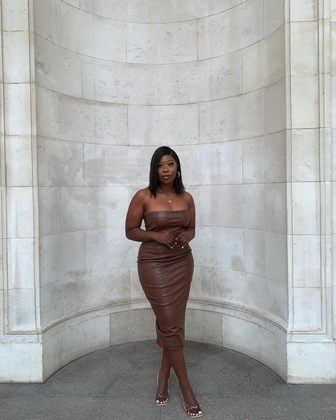Hidden Hills Vegan Leather Dress - Chocolate