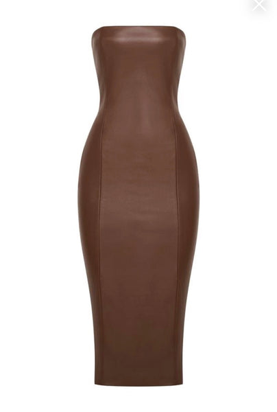 Hidden Hills Vegan Leather Dress - Chocolate