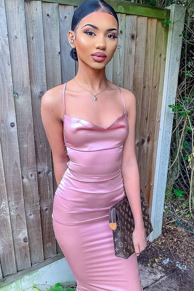 Silk 'n' Sexy Midi Dress - Bright Pink prettycouturesa Silk 'n' Sexy Midi Dress - Bright Pink prettycouturesa