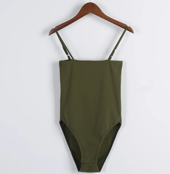 Sleek Slay Cami Bodysuit - army green