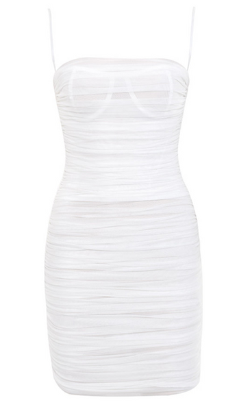 St. Tropez Ruched Dress - White
