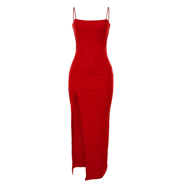 Gloria High Slit Gown - Ruby Red