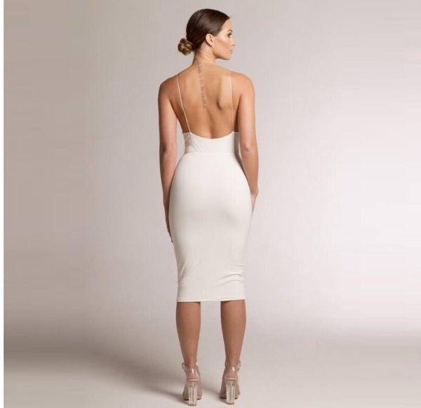 Elle Midi Bodycon Dress - White