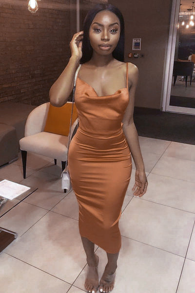 Silk ‘n’ Sexy Midi Dress - Bronze